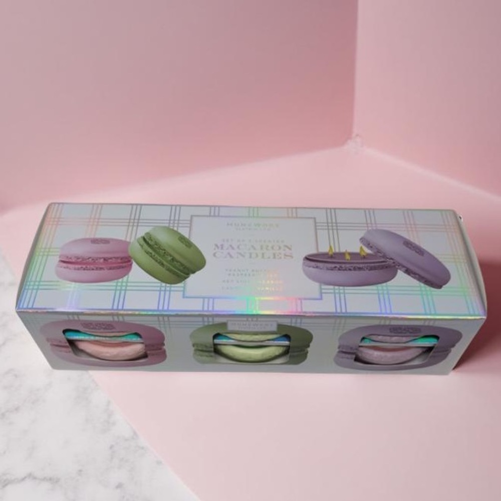 Home Worx Slatkin & CO Macaron Candle Set PB&J,Lime,Vanilla,purple,pink,green
